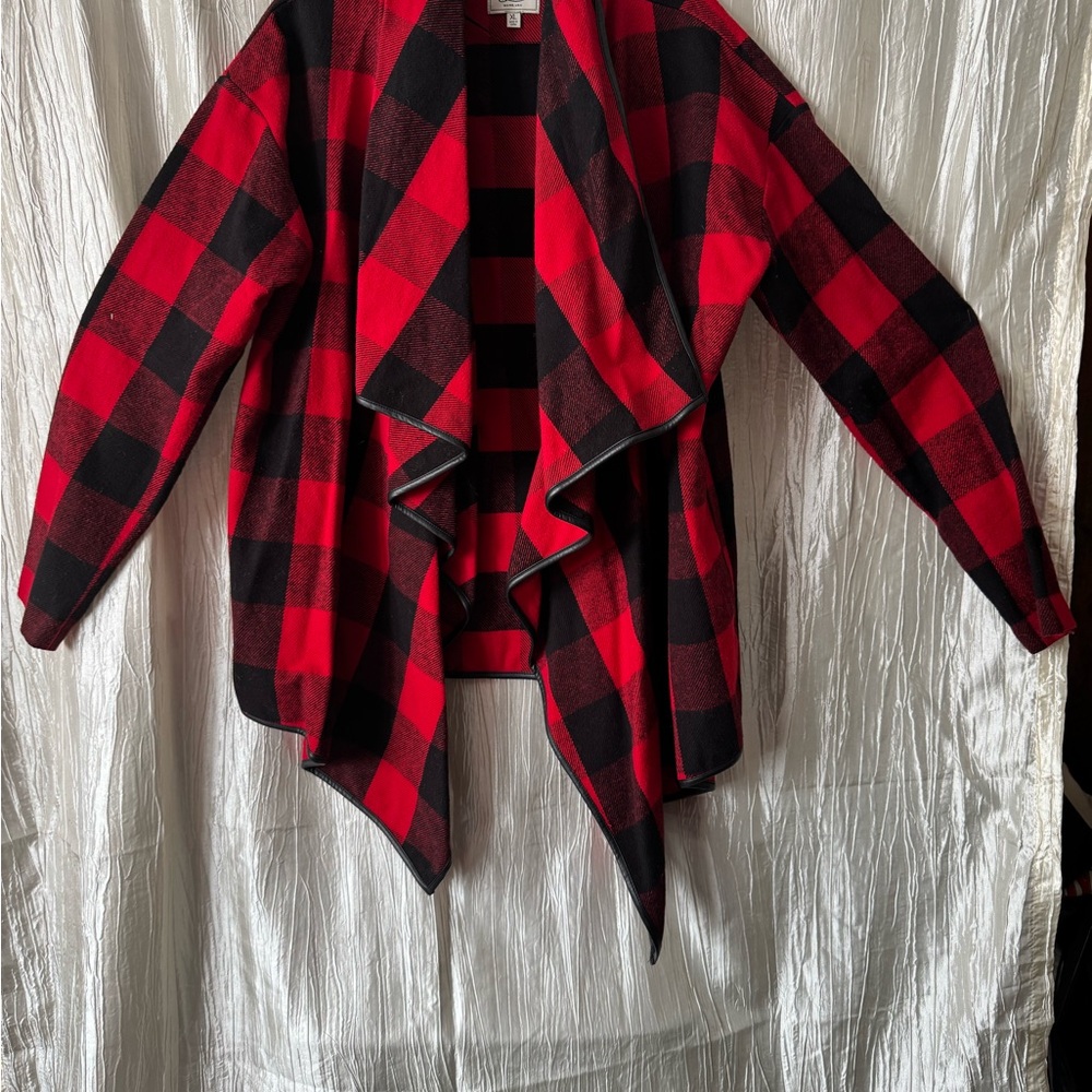 Buffalo Plaid Open Front Cardigan